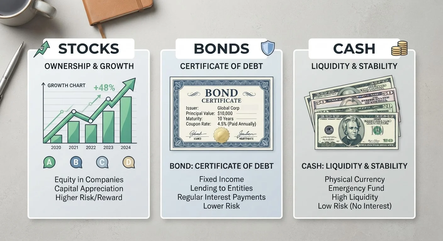 Stocks, Bonds, and Cash: Understanding the Three Core Asset Classes
