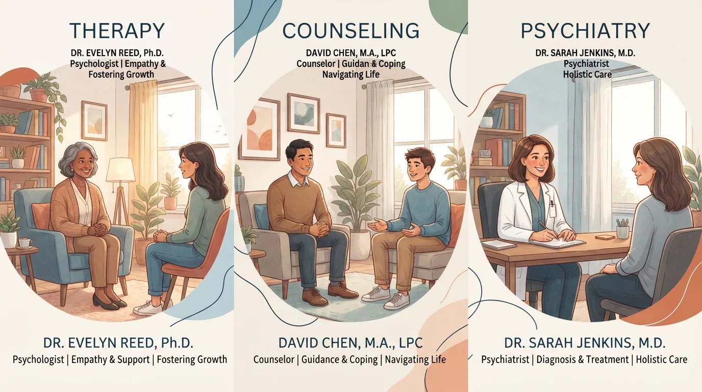 Therapy, Counseling, and Psychiatry: What Sets Them Apart